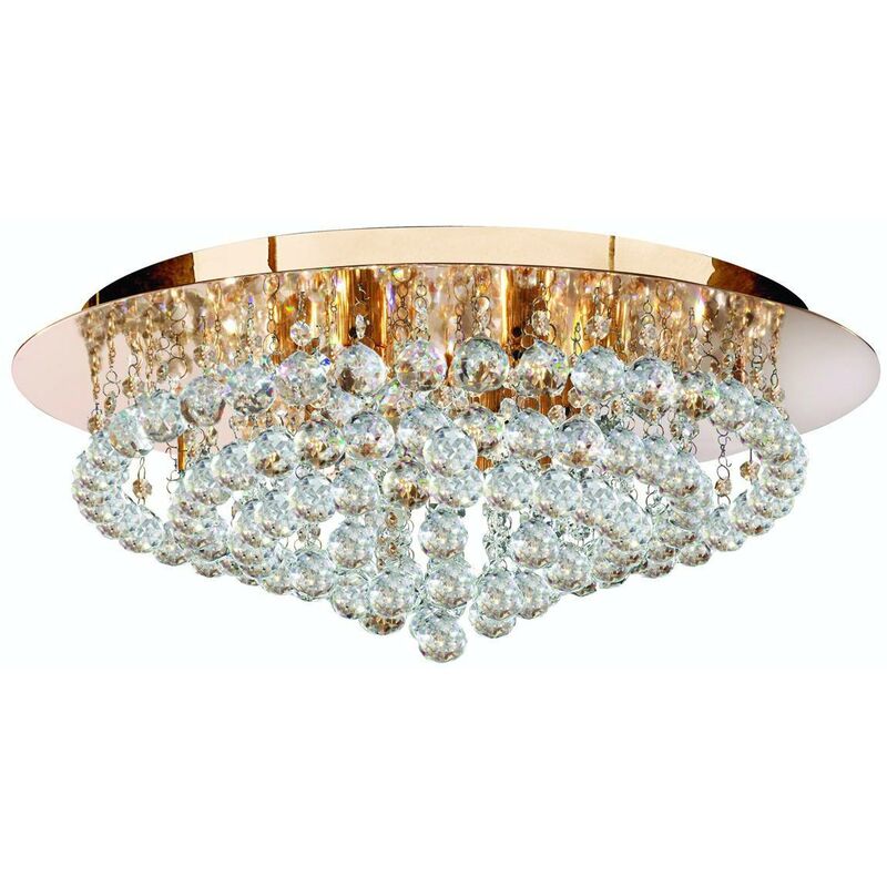 Hanna - 8 Light Ceiling Semi Flush Light Gold with Crystals, G9 - Searchlight