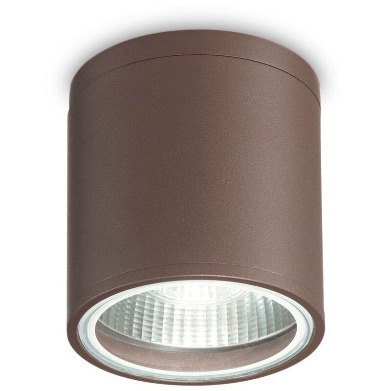 Gun - 1 Light Round Surface Mounted Downlight Coffee IP44 - Ideal Lux