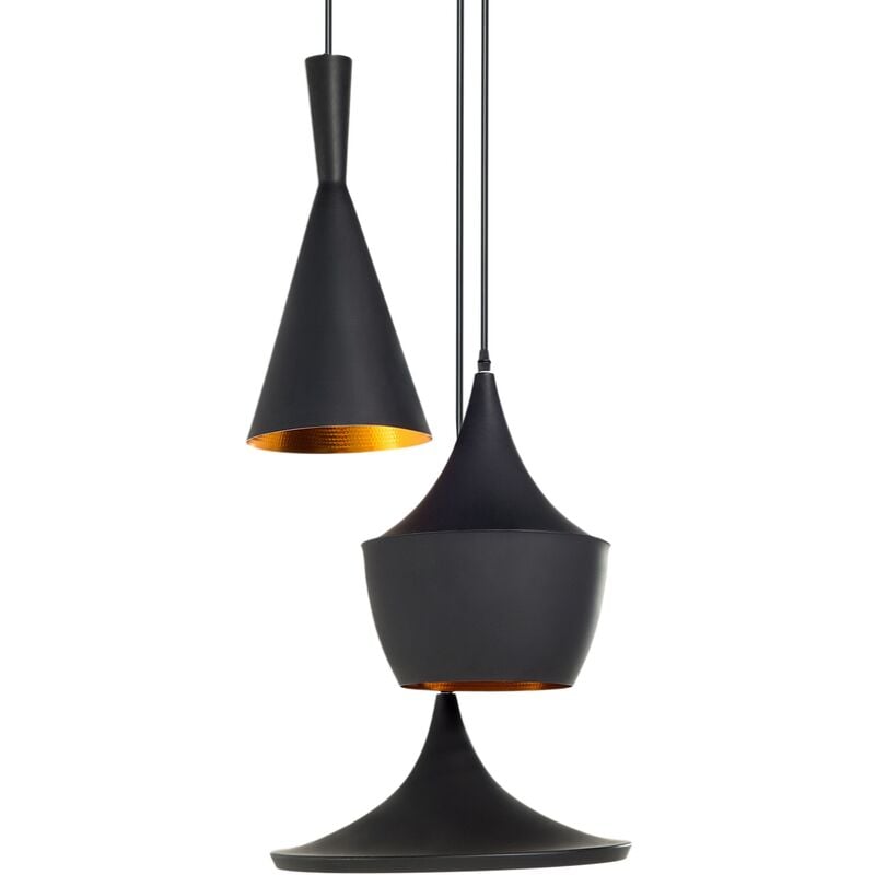 Beliani - Modern 3 Light Ceiling Lamp 3 Shades Kitchen Living Room Black Carson