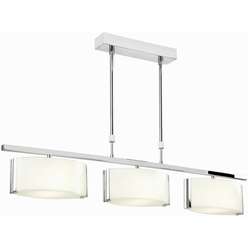 Clef - 3 Light Semi Flush Ceiling Light Chrome, Gloss White Glass, G9 - Endon