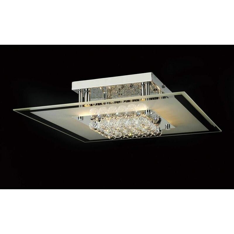 Ceiling lamp Delmar square 6 bulbs polished chrome / glass / crystal