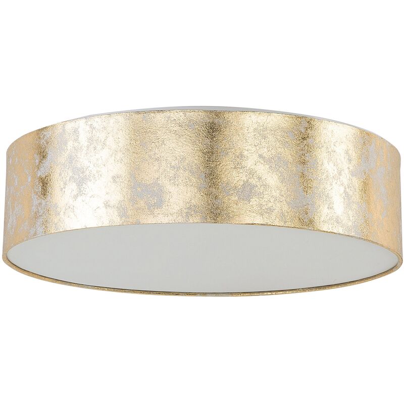 Modern Round Fabric Ceiling Light Lamp Flush Mount Drum Shade Gold Rena