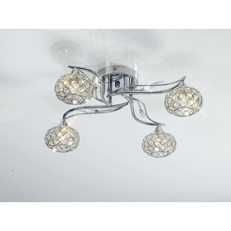09diyas - Ceiling lamp Leimo 4 Bulbs polished chrome / crystal