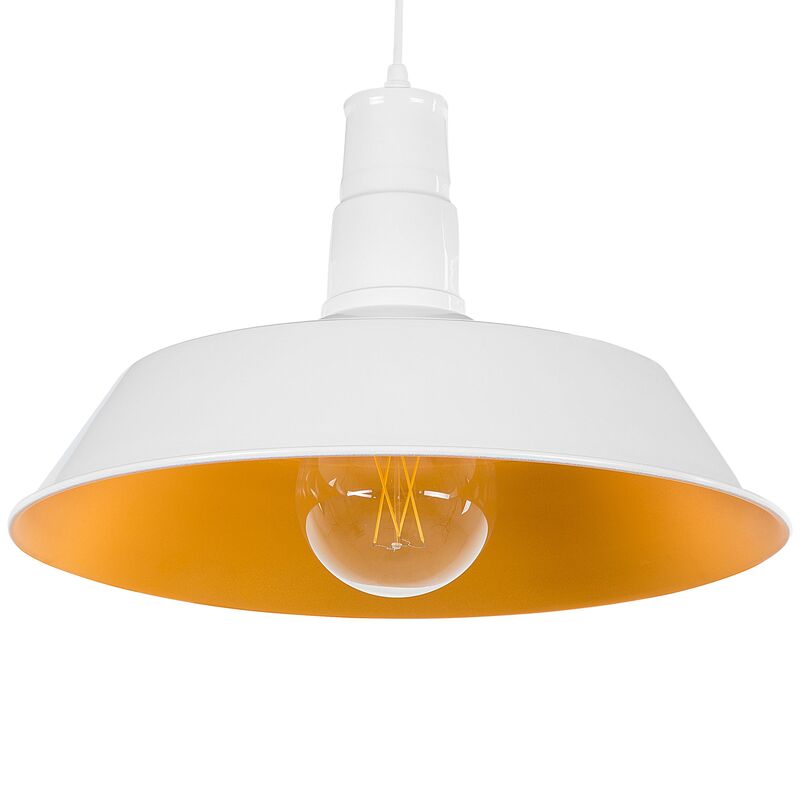 Beliani - Modern Pendant Lamp Aluminium Round Shade Ceiling Light White Bayou