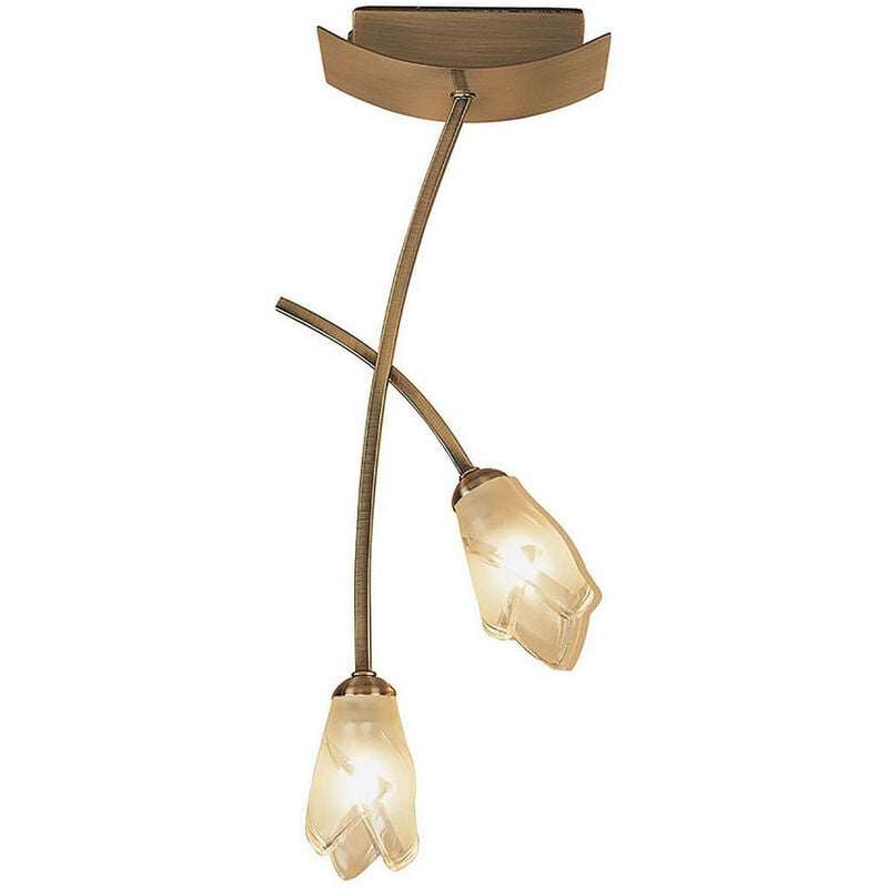 Diyas - Inspired Mantra Pietra Ceiling 2 Light G9, Antique Brass