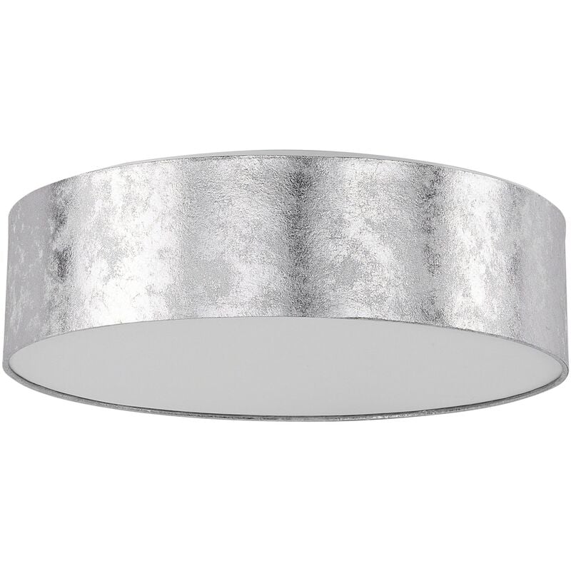 Beliani - Modern Round Fabric Ceiling Light Lamp Flush Mount Drum Shade Silver Rena