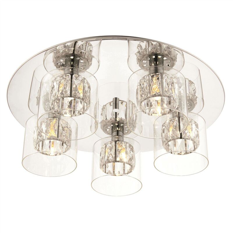 Endon Verina - 5 Light Flush Chrome, Glass, G9