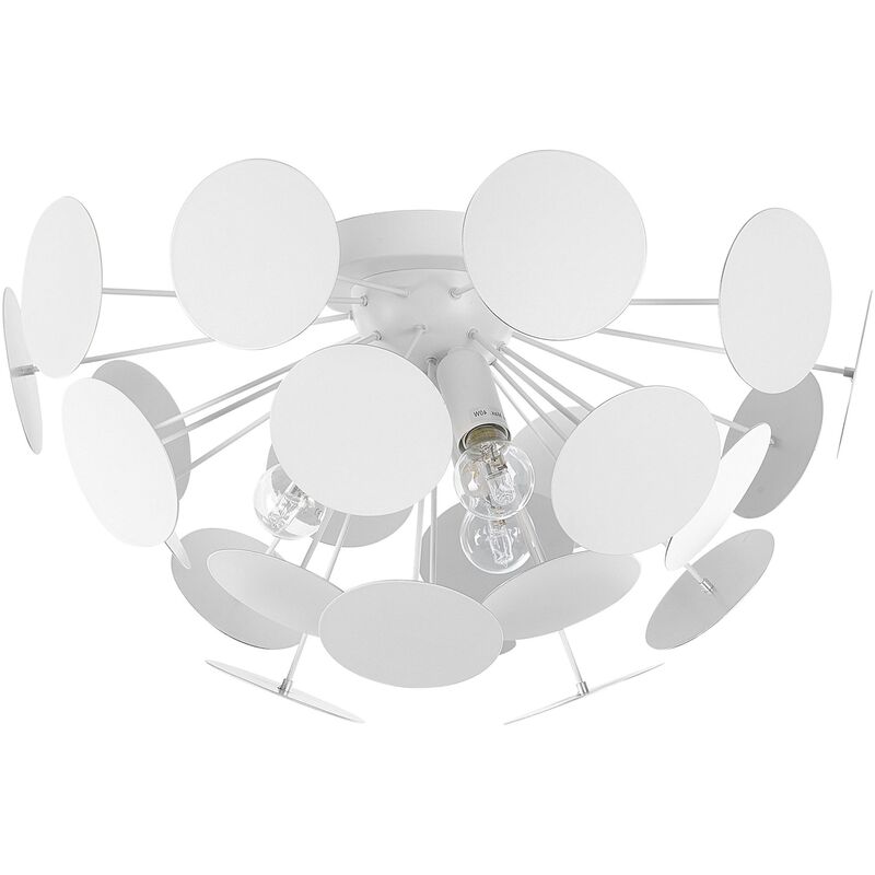 Beliani - Industrial Ceiling Pendant Lamp 2 Light Bulbs White Metal Spherical Maritsa