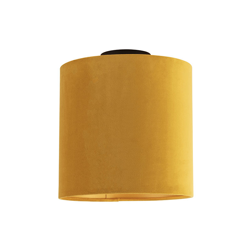 Ceiling Light with Velvet Shade Mustard with Gold 25 cm - Combi Black