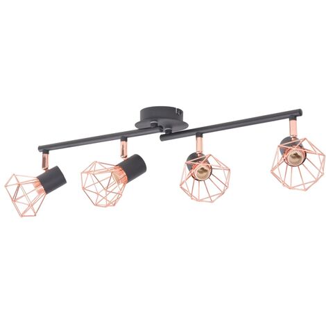 Ceiling Lamp With 4 Spotlights E14 Black And Copper