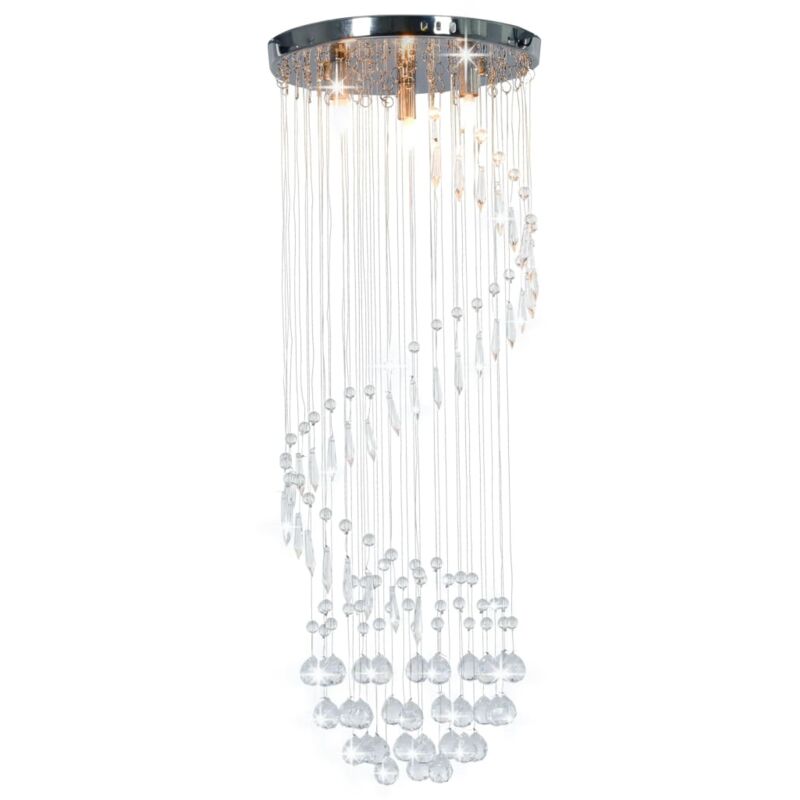 Ceiling Lamp With Crystal Beads Silver Spiral G9 Vidaxl