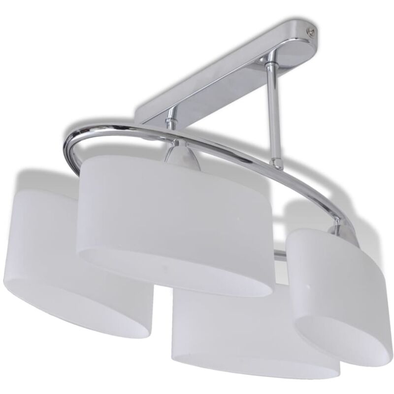 Vidaxl - Ceiling Lamp with Ellipsoid Glass Shades for 4 E14 Bulbs - White