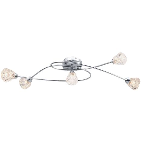Ceiling Lamp with Glass Lattice Shades for 5 G9 Bulbs