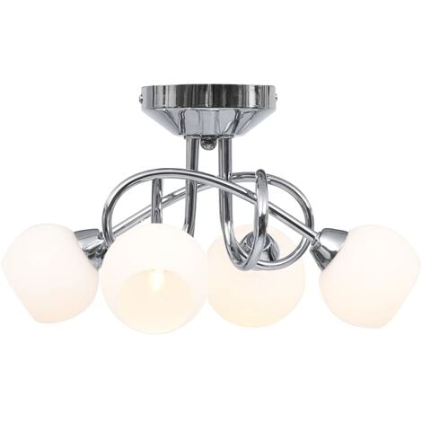 Ceiling Lamp with Round White Ceramic Shades for 4 G9 Bulbs