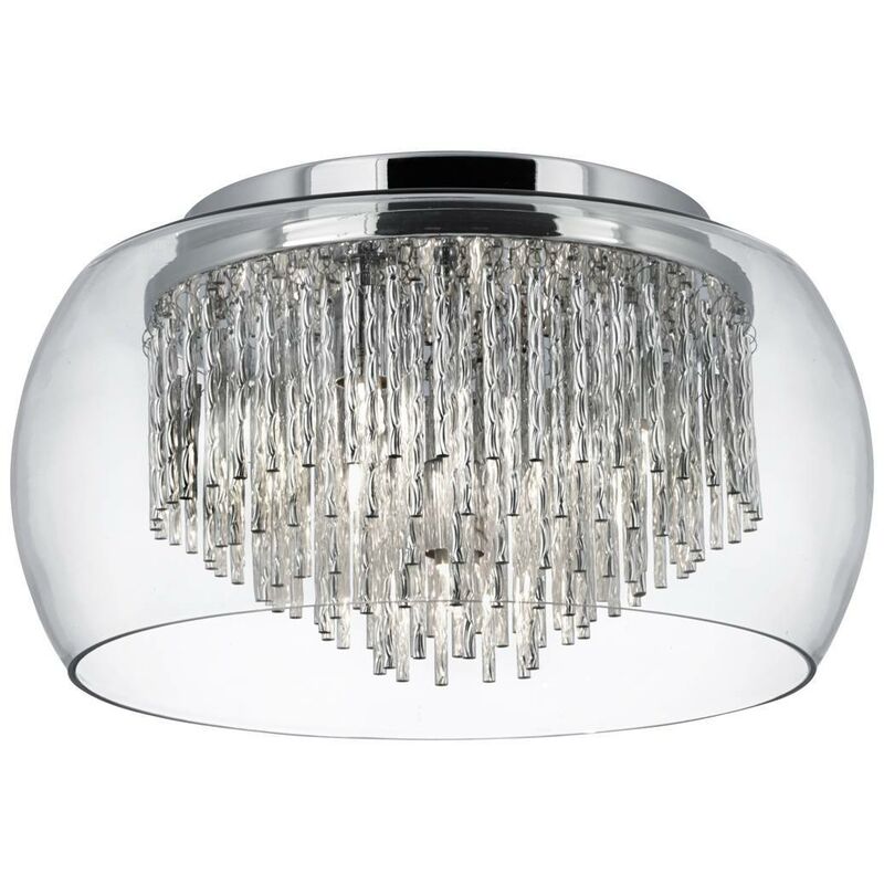 Curva - 4 Light Flush Ceiling Light Chrome and Glass, G9 - Searchlight