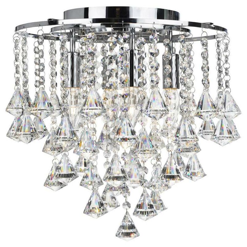 Dorchester - 4 Light Flush Ceiling Light Chrome, Crystal, E14 - Searchlight