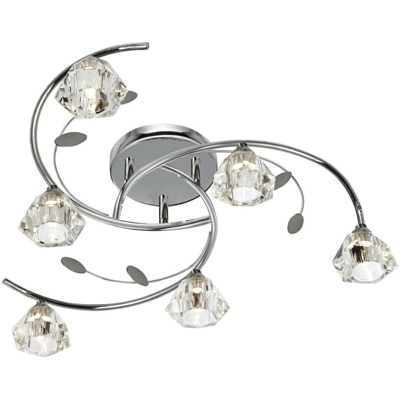 Searchlight Sierra - 6 Light Multi Arm Ceiling Semi Flush Light Chrome and Glass, G9