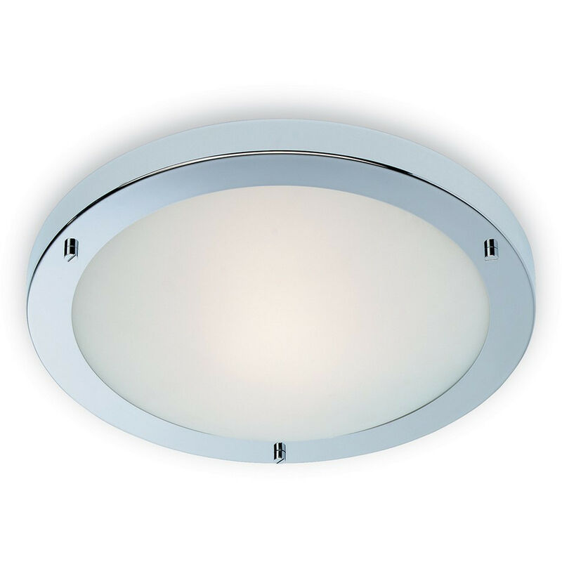 Firstlight Rondo - 1 Light Flush Ceiling Light Chrome, Opal Glass IP54, E27