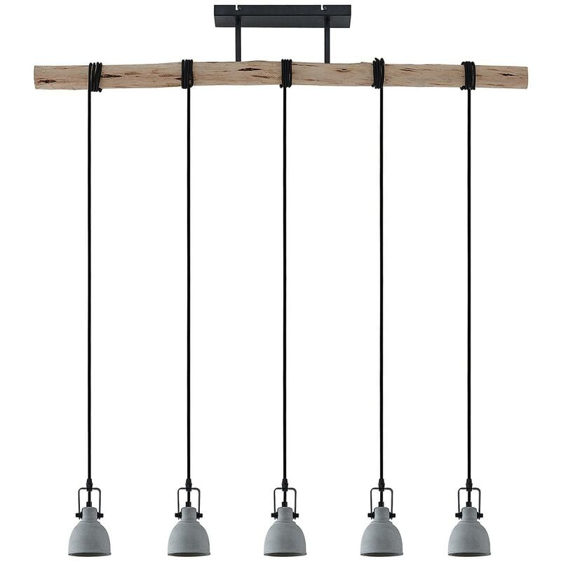 Ceiling Light Amilia dimmable (vintage, antique) in Brown made of Wood for e.g. Living Room & Dining Room (5 light sources, GU10) from Lindby natural