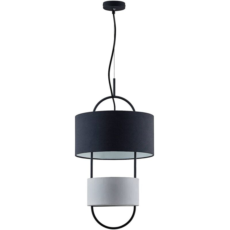 Lucande - Ceiling Light Amylee dimmable (modern) in Black made of Textile for e.g. Living Room & Dining Room (1 light source, E27) from black, grey