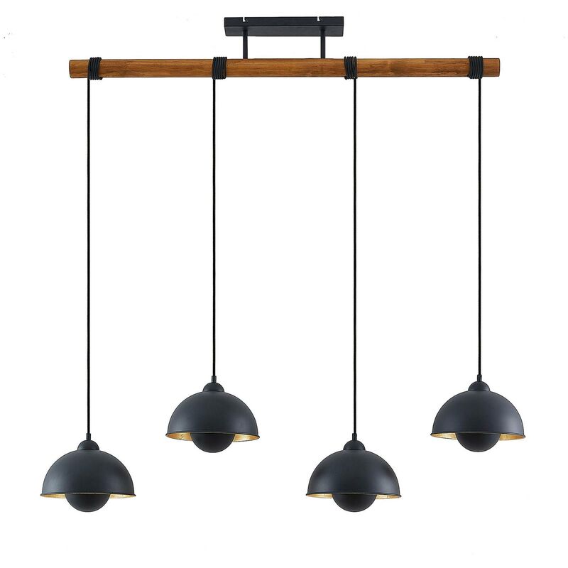 Ceiling Light Bamila dimmable (vintage, antique) in Brown made of Wood for e.g. Living Room & Dining Room (4 light sources, E27) from Lindby natural