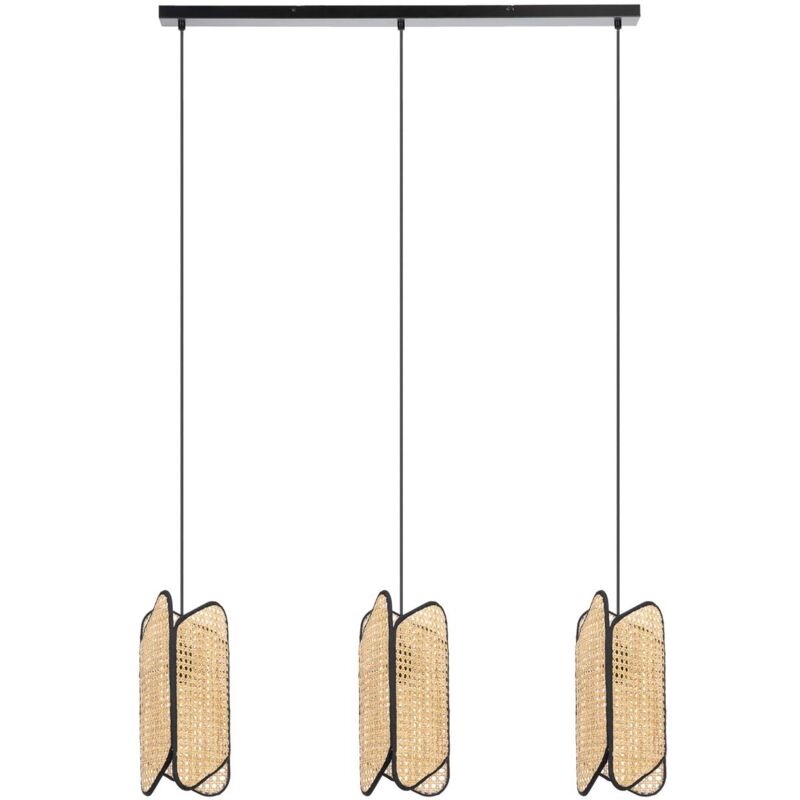 Lucande - Ceiling Light Bassiola dimmable (design) in Black made of Wood for e.g. Living Room & Dining Room (3 light sources, E27) from black, light