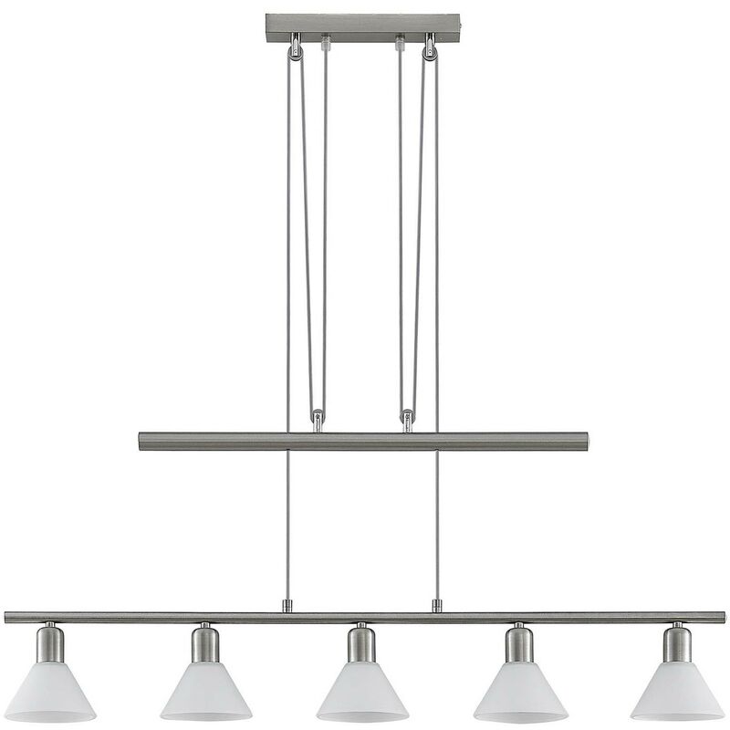 ELC - Ceiling Light Bealia dimmable) in Silver made of Metal for e.g. Living Room & Dining Room (5 light sources, E14) from white, satin nickel