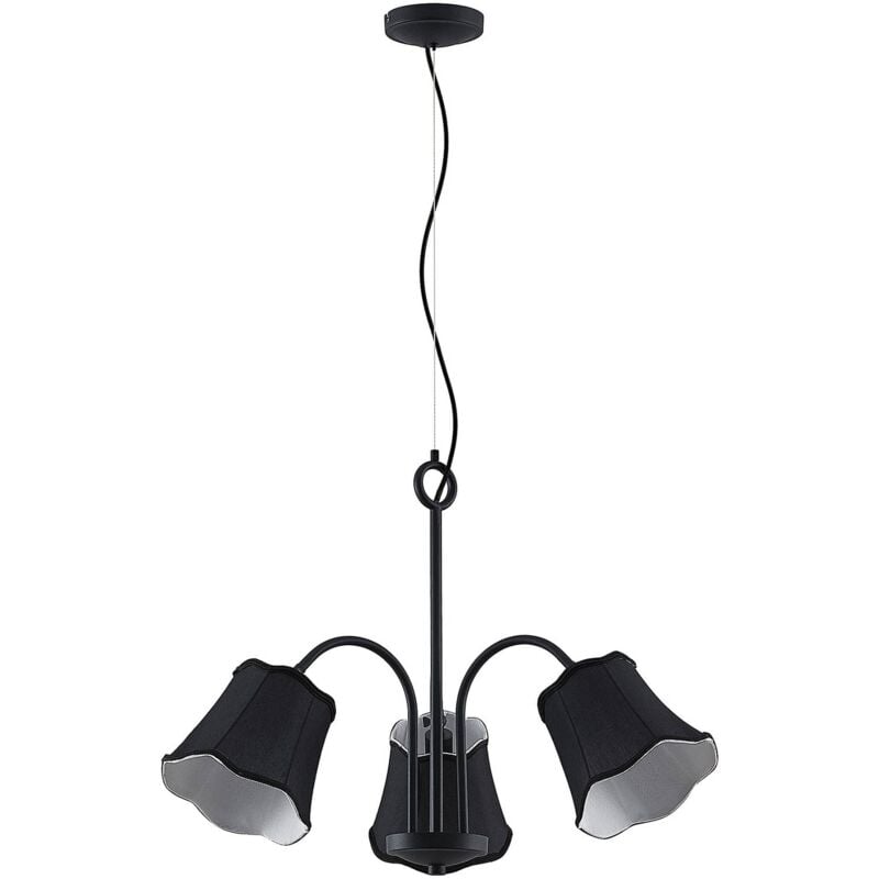 Lucande - Ceiling Light Binta dimmable (vintage, antique) in Black made of Textile for e.g. Living Room & Dining Room (3 light sources, E14) from