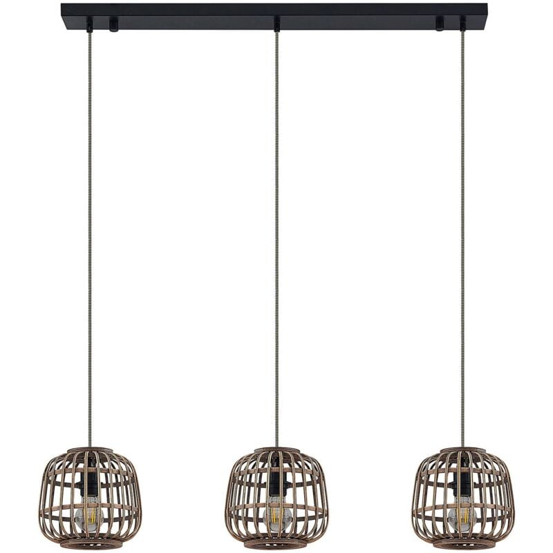 Ceiling Light Bominio dimmable (scandinavian) in Brown made of Metal for e.g. Living Room & Dining Room (3 light sources, E27) from Lindby matt