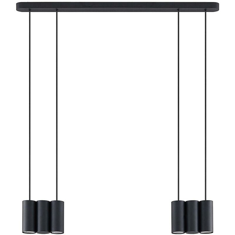 Lucande - Ceiling Light Cesur dimmable (modern) in Black made of Metal for e.g. Living Room & Dining Room (6 light sources, GU10) from sand black