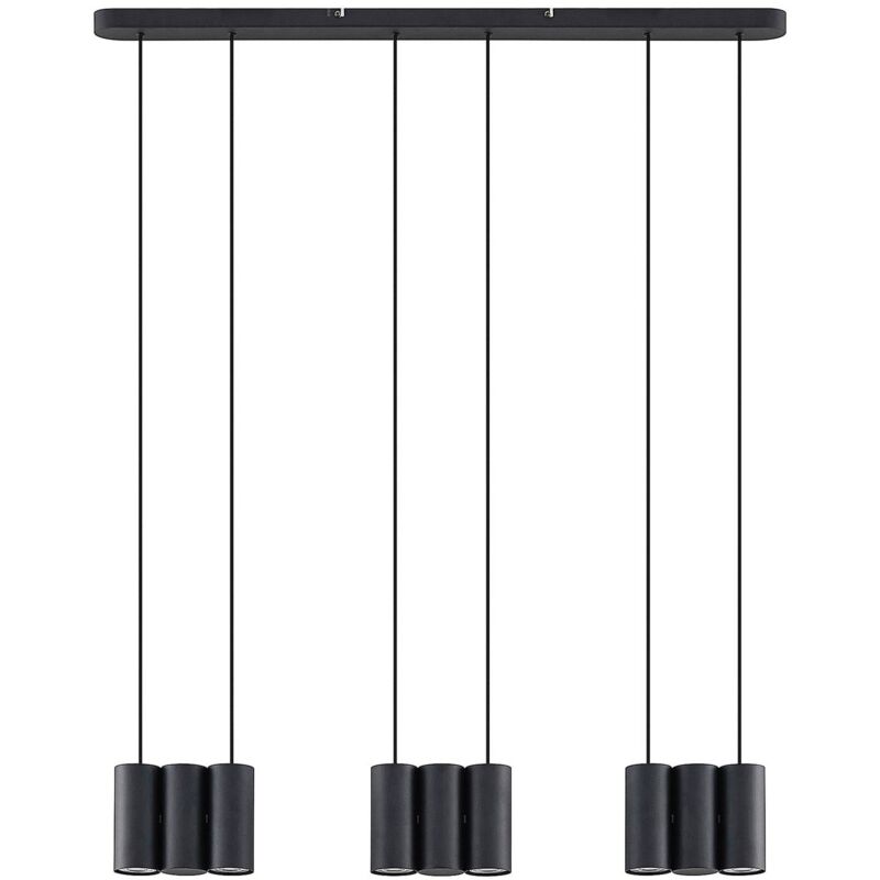 Ceiling Light Cesur dimmable (modern) in Black made of Metal for e.g. Living Room & Dining Room (9 light sources, GU10) from Lucande - sand black