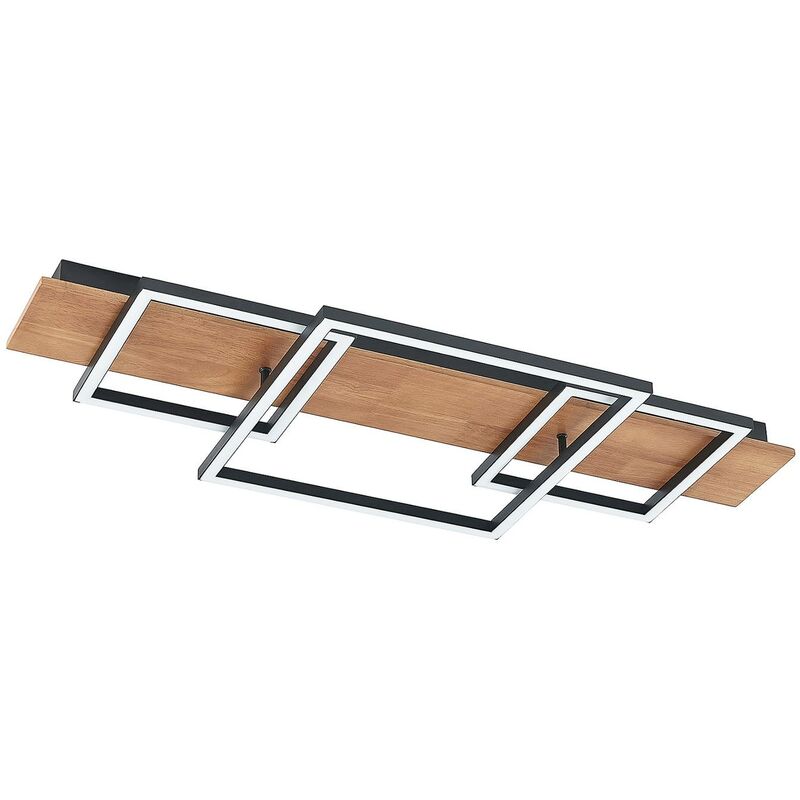 Lucande - Ceiling Light Chariska dimmable (modern) in Brown made of Wood for e.g. Living Room & Dining Room (1 light source,) from dark wood, black