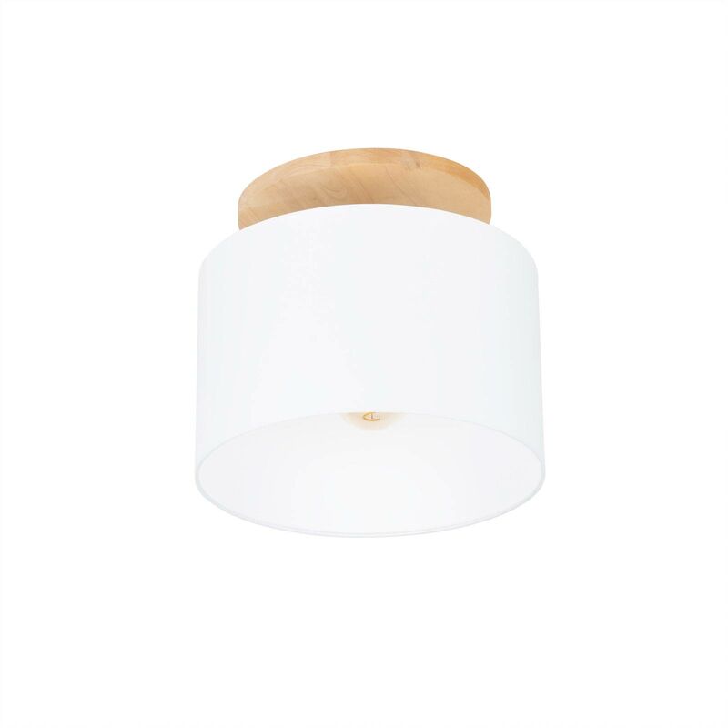 Lindby - Ceiling Light Chava dimmable (modern) in Brown made of Textile for e.g. Living Room & Dining Room (1 light source, E27) from white, wood