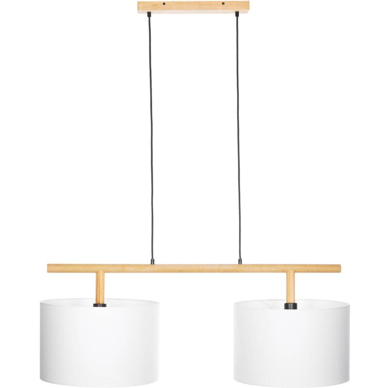 Ceiling Light Chava dimmable (modern) in Brown made of Textile for e.g. Living Room & Dining Room (2 light sources, E27) from Lindby white, wood