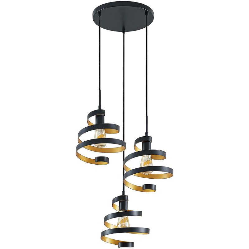 Ceiling Light Colten dimmable (design) in Black made of Metal for e.g. Living Room & Dining Room (3 light sources, E27) from Lindby matt black, golden