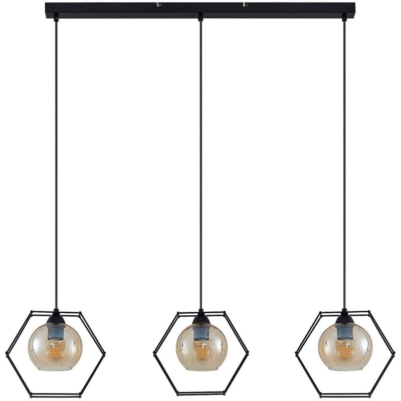 Ceiling Light Dajanira dimmable (vintage, antique) in Black made of Metal for e.g. Living Room & Dining Room (3 light sources, E27) from Lindby black