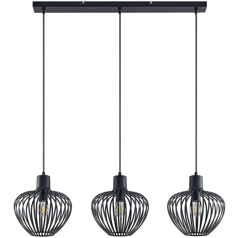 Ceiling Light Deandre dimmable (modern) in Black made of Metal for e.g. Living Room & Dining Room (3 light sources, E27) from Lindby sand black
