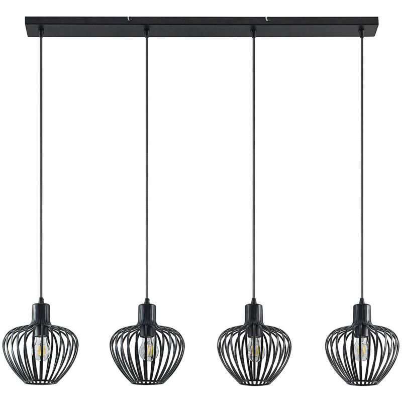 Ceiling Light Deandre dimmable (modern) in Black made of Metal for e.g. Living Room & Dining Room (4 light sources, E27) from Lindby sand black