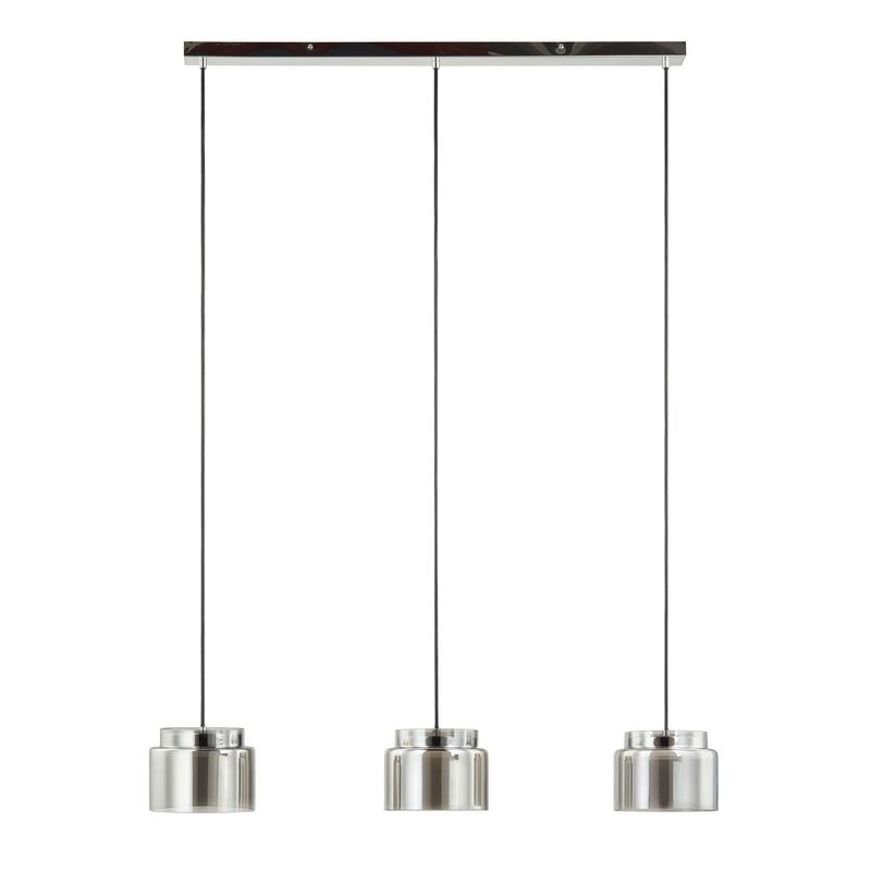 Lucande - Ceiling Light Diano (design) in Silver made of Glass for e.g. Living Room & Dining Room (3 light sources, GX53) from smoky grey, chrome