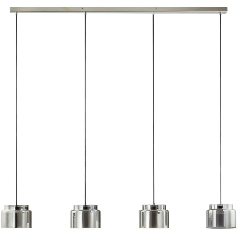 Ceiling Light Diano (design) in Silver made of Glass for e.g. Living Room & Dining Room (4 light sources, GX53) from Lucande smoky grey, chrome
