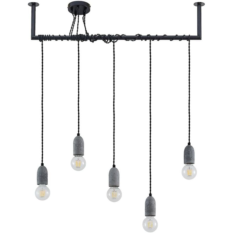 Ceiling Light Doravio dimmable (industrial design) in Black made of Metal for e.g. Living Room & Dining Room (5 light sources, E27) from Lindby