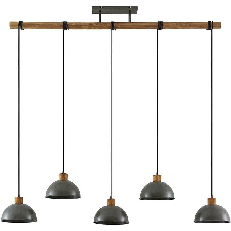 Ceiling Light Durbis dimmable (vintage, antique) in Brown made of Wood for e.g. Living Room & Dining Room (5 light sources, E27) from Lindby natural