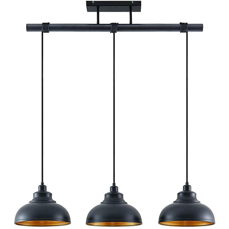 Ceiling Light Emna dimmable (vintage, antique) in Black made of Metal for e.g. Living Room & Dining Room (3 light sources, E27) from Lindby black,