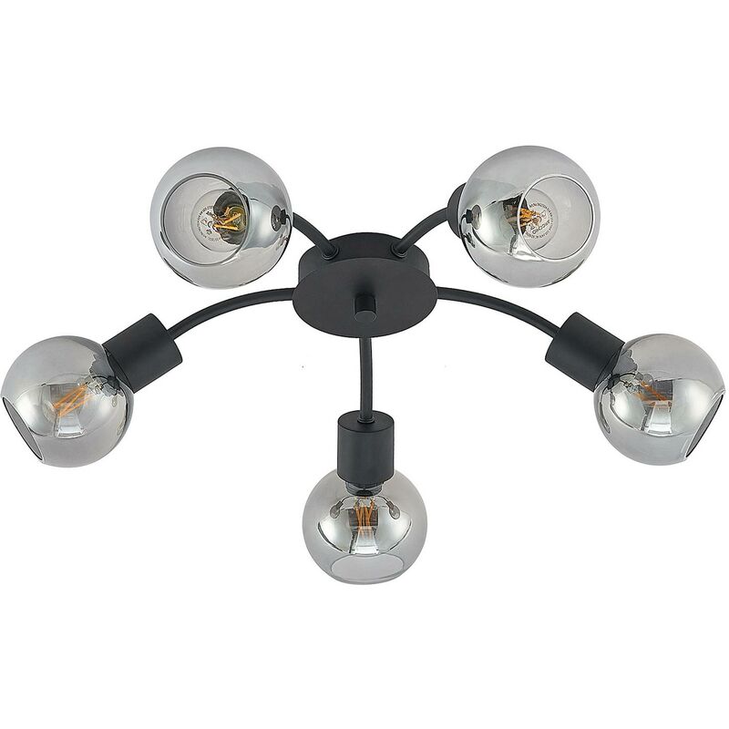 Lindby - Ceiling Light Eridia dimmable (modern) in Black made of Metal for e.g. Living Room & Dining Room (5 light sources, E14) from black, smoke