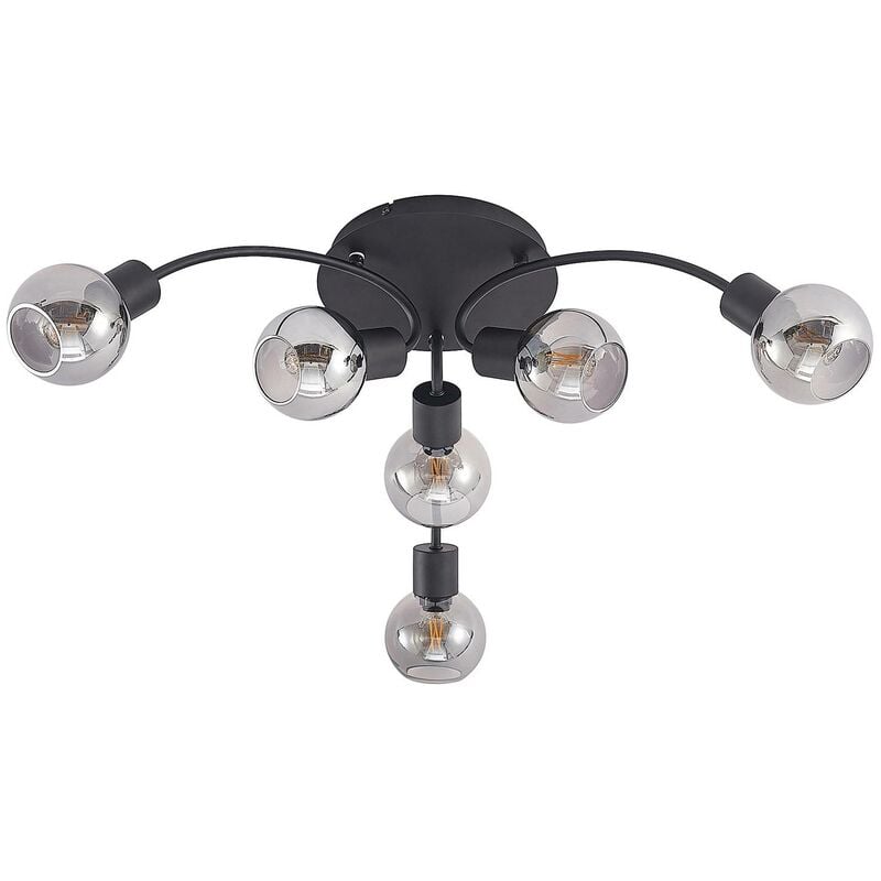 Ceiling Light Eridia dimmable (modern) in Black made of Metal for e.g. Living Room & Dining Room (6 light sources, E14) from Lindby - black, smoke