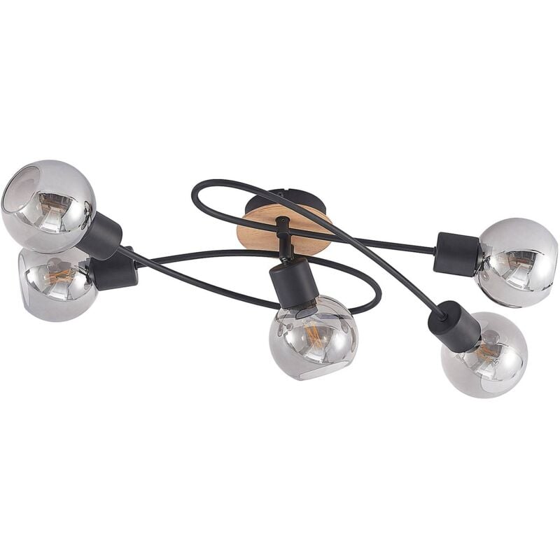 Lindby - Ceiling Light Eridia dimmable (modern) in Brown made of Metal for e.g. Living Room & Dining Room (5 light sources, E14) from light wood,