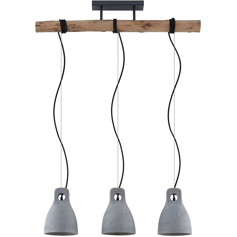Ceiling Light Esmila dimmable (vintage, antique) in Brown made of Wood for e.g. Living Room & Dining Room (3 light sources, E27) from Lindby concrete