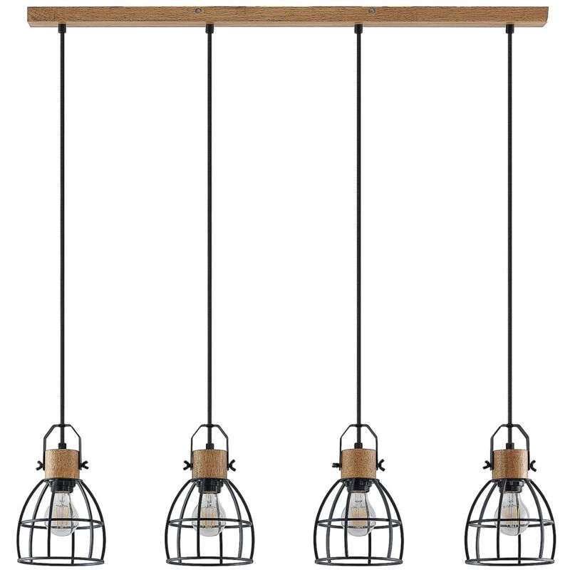 Ceiling Light Flintos dimmable (vintage, antique) in Black made of Metal for e.g. Living Room & Dining Room (4 light sources, E27) from Lindby black,
