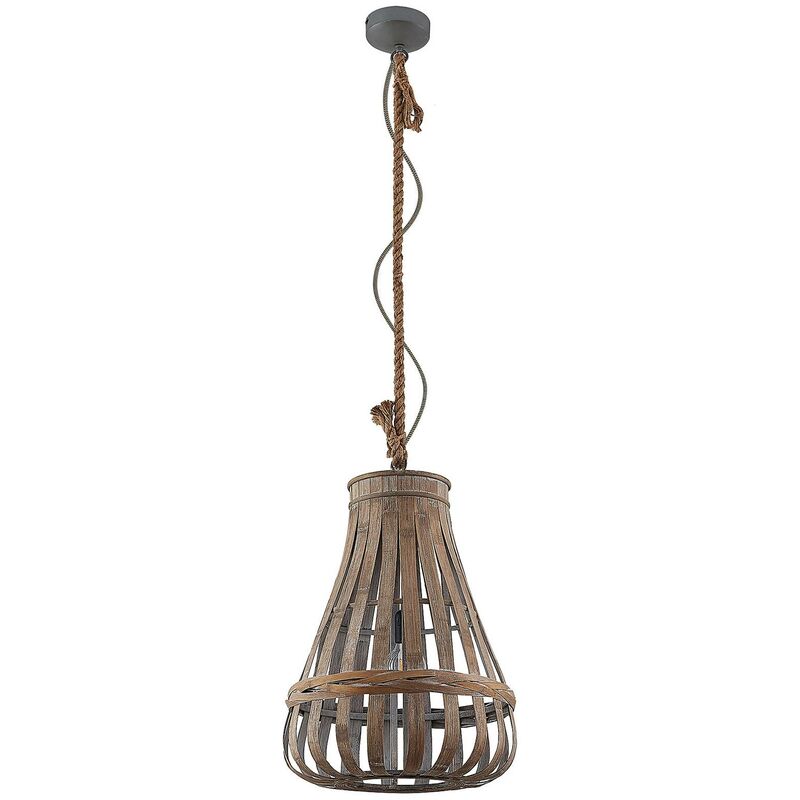 Ceiling Light Haruno dimmable (maritime) in Brown made of Wood for e.g. Living Room & Dining Room (1 light source, E27) from Lindby - burned steel,