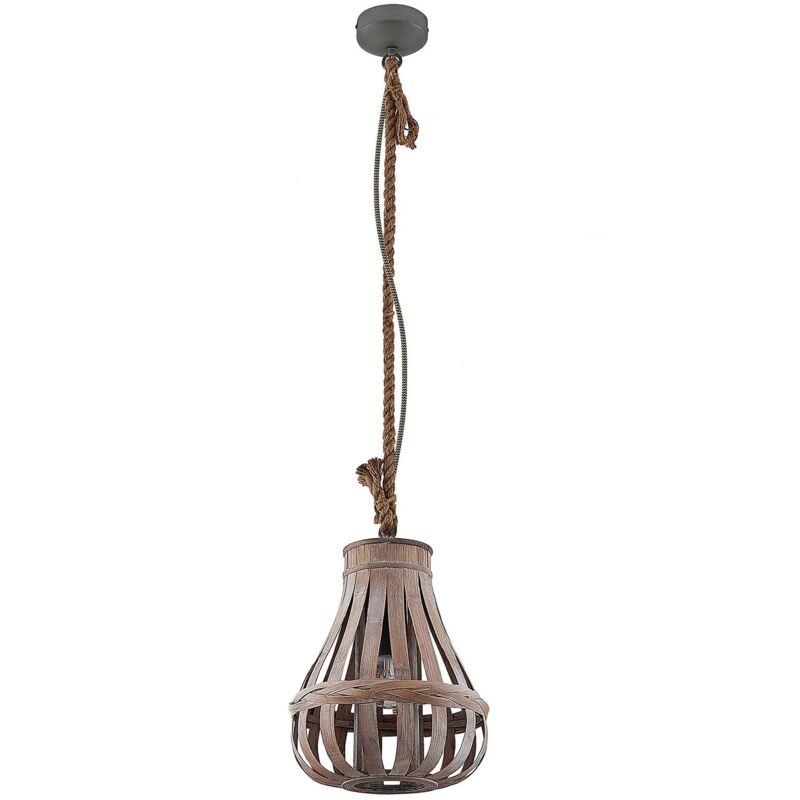 Ceiling Light Haruno dimmable (maritime) in Brown made of Wood for e.g. Living Room & Dining Room (1 light source, E27) from Lindby burned steel,